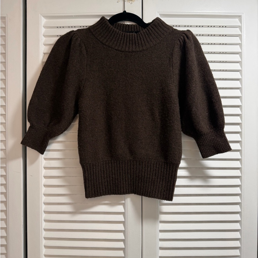 Free People Dark Brown Sugar Pie Puff Turtleneck Sweater